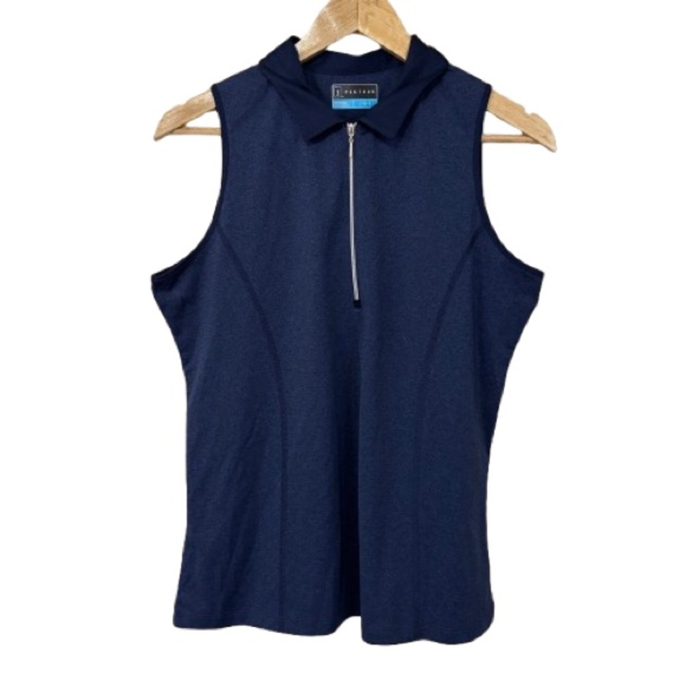 PGA Tour Navy Zip-Up Golf Tank Top Size L